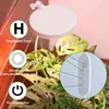A close-up of a white LED plant grow light attached to a plant pot, with informational graphics and text overlays. Produktbild-Vorschau