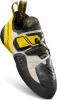 Kletterschuh "Solution" von La Sportiva in Schwarz; Gelb und Weiß mit Klettverschluss und Gummisohle. Náhľad obrázku produktu