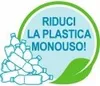 A pile of plastic bottles with text about reducing single-use plastic. Podgląd zdjęcia produktu