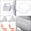 A collage of product images showing different parts and details of a foldable bathtub. Náhled obrázku produktu