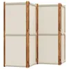 A four-panel room divider made of wood and fabric. Voir les images du produit