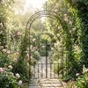 Relaxdays Rosenbogen mit Tür, Metall, Garten, H x B x T: Produktbild-Vorschau 5