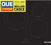 A black induction cooktop with three heating zones and control panel. Voir les images du produit