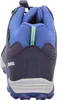 The back view of a blue and navy hiking shoe. Produktbild-Vorschau