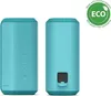 Two blue Sony Bluetooth speakers are shown from different angles against a white background. An "ECO" badge is visible in the upper right corner. Produktbild-Vorschau
