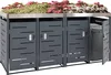 A three-unit garbage bin enclosure with a planter on top. Podgląd zdjęcia produktu