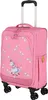 A pink children's rolling suitcase with a unicorn and rainbow pattern. Anteprima dell’immagine prodotto