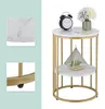 Table d'appoint Relaxdays aspect marbre, 2 étagères, pour Voir les images du produit 6