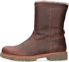 A side view of a brown leather boot with a shearling lining. Produktbild-Vorschau