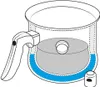 Diagram showing a milk frother with water in the base. Produktbild-Vorschau
