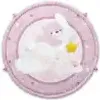 A pink circular play gym with a white bunny illustration inside. Produktbild-Vorschau