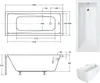 Badewanne MODERN BLACK&WHITE 160x70 mit Füßen, Siphon und Produktbild-Vorschau 3