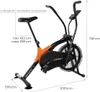 An exercise bike with dimensions and specifications indicated by text overlays. Podgląd zdjęcia produktu