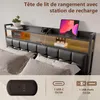 Multifunkční postel 140x200 cm v černéPolyuretankůži s RGB Náhled obrázku produktu 3