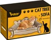 The image shows the packaging of a cat tree sofa. Voir les images du produit