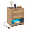 Tavolino da notte COSTWAY con luci LED e stazione di Anteprima dell’immagine prodotto 1