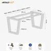 A diagram of a table base with dimensions and product information badges. Náhľad obrázku produktu