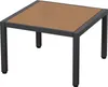 A square outdoor coffee table with a wood-look top and a dark gray metal frame. Podgląd zdjęcia produktu