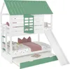 Lit superposé « maison » 90 x 200 cm avec toboggan et lit Voir les images du produit 5