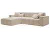 A beige sectional sofa with pillows, shown against a white background. Produktbild-Vorschau