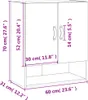 vidaXL Nástěnná skříňka bílá 60x31x70 cm Dřevěný materiál Náhled obrázku produktu 8