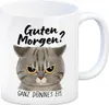Morgenmuffel Katze Kaffeebecher mit Spruch Guten Morgen - Produktbild-Vorschau 1