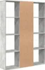 A freestanding bookshelf with a concrete-like finish and a central brown panel. Náhľad obrázku produktu