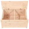 An open wooden chest with two compartments, showing the interior and hinges. Produktbild-Vorschau