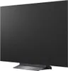 A side view of a black LG OLED television on a stand, against a white background. Podgląd zdjęcia produktu