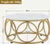 M MCombo Couchtisch Rund Holz, Modern Sofatisch Marmor Weiß Produktbild-Vorschau 3