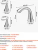 Diagrams and specifications for a bathroom faucet. Podgląd zdjęcia produktu