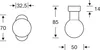 Technical drawing with dimensions of a door handle component. Anteprima dell’immagine prodotto