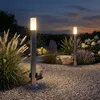 2er Set LED Stehleuchte, 2x Steckdosen, Edelstahl H 110 cm Produktbild-Vorschau 2