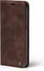 A brown flip cover phone case shown from the side. Produktbild-Vorschau