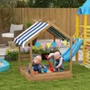 Outsunny zandbak met dak, houten zandbak met zitplaats voor Productafbeelding-voorbeeld 2