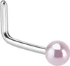 Nasenpiercing Nasenstecker „Perle“ L-Form Pink Produktbild-Vorschau 1