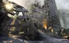 A destroyed building with debris and smoke, suggesting a scene of destruction or disaster. Produktbild-Vorschau