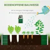 An illustration showing a raised garden bed with plants and watering can, demonstrating drainage and root aeration. Produktbild-Vorschau