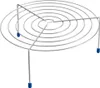 A silver wire rack with blue caps on its legs, isolated on a white background. Anteprima dell’immagine prodotto