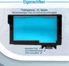 A close-up of a cyan ink cartridge with text describing its features. Produktbild-Vorschau