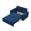 A blue sofa bed is shown partially unfolded against a white background. Produktbild-Vorschau