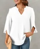 ASKSA Damen Bluse Elegant V-Ausschnitt 3/4 aermel Tunika Produktbild-Vorschau 5