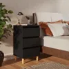 Nachttisch mit Massivholz-Beinen Schwarz 40x35x69 cm Produktbild-Vorschau 2