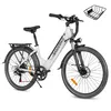 A white electric bicycle with a black basket accessory, presented on a white background. Produktbild-Vorschau