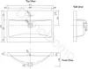 Technical drawing of a sink with dimensions and different views. Anteprima dell’immagine prodotto