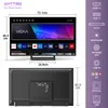 A diagram showing the dimensions and ports of a television, with a front and back view. Produktbild-Vorschau