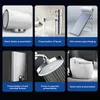 A collage of six images showcasing different bathroom and plumbing fixtures with text overlays describing their functions. Náhled obrázku produktu