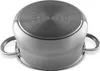 The bottom of a stainless steel pot is shown, with the brand name and product details embossed on it. Náhled obrázku produktu