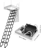 A VEVOR attic ladder is shown in both extended and folded states, with dimensions indicated. Podgląd zdjęcia produktu