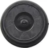 A top-down view of a black plastic pump filter for a washing machine. Voir les images du produit